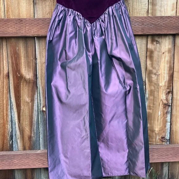 Vtg ILGWU Union Made Double-Ballon Sleeve Velvet Taffeta Prom Dress (70’s) - Picture 6 of 9